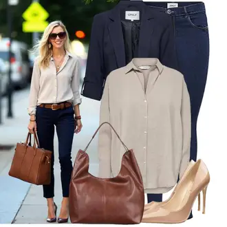 Bequeme Outfit mit Beige/Braun Bequemer Pump/Eleganter Schuh/High Heel/Hochfrontpump COLETER "Einzigartiges Freizeit Outfit"