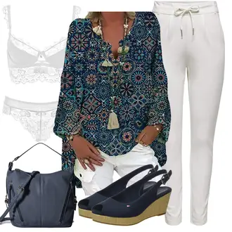 Outfit mit Dunkelblau/Blau/Hellblau Keilpantolette/Bequemer Pump/Slingback Pumps/Espadrille-Sandale/Plateau Espadrille/Sling Ballerina/Stoffschuh/Espadrille Mit Keilabsatz/Espadrille-Pantolette Tommy Hilfiger "Büro Outfit"