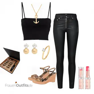 Outfit mit Braun High Heel UNISA "Youre breaking me"