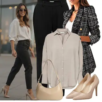Slim fit Outfit mit Schwarz/Grün/Gelb/Rosa Anzug Soulolo "Perfektes Büro Outfit"