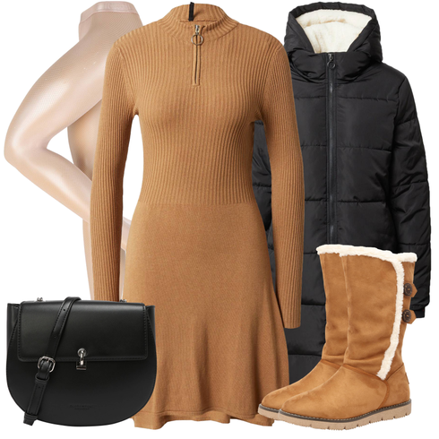 Braun/Beige/Rot Kleid Große Größe/Strickkleid/Pulloverkleid/Rollkragenkleid/Winter Strickkleid/Strickjacke Tracht/Kaschmir-Strickjacke/Strickjacke Gefüttert/Lange Strickjacken/Rundhals-Strickjacke/Stehkragen-Strickjacke/Winter Strickjacke/Wolle Strickjacke/Strick Große/Tunika Only kombinieren mit Winter Stiefel Schneestiefel Tom Tailor