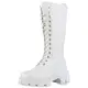 VAN HILL Damen Plateaustiefel Stiefel Blockabsatz Schuhe Plateau Schnürer Profilsohle Boots Plateau Vorne Schnürschuhe 203467 Weiss 37