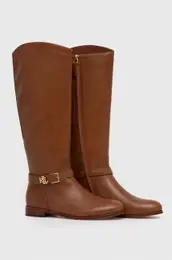 Usnjeni elegantni kornji Lauren Ralph Lauren Brooke Tall enski, rjava barva, 802937804002
