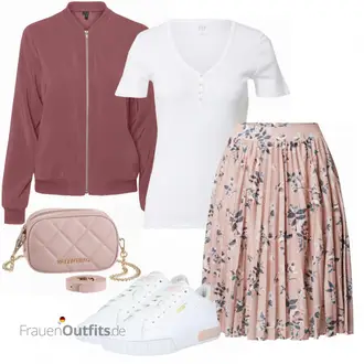 Outfit mit Rosa/Braun Short Große Größe/50 Jahre Rock/Christlicher Rock/Crinkle Rock/Rock Mit Blumenmuster/Italienischer Rock/MidiRock/Moderne Rock/Bedruckter Rock/Hochzeitsgast Rock/Kleid Große Größe About You "Einzigartiges Freizeit Outfit"