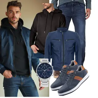 Normale Passform Outfit mit Schwarz/Dunkelgrau Kapuzenpullover/Sport Sweatshirt/Hoodie/Ausgefallener Hoodie/Sport Hoodie/Unisex Hoodie torland "Freizeit Outfit"