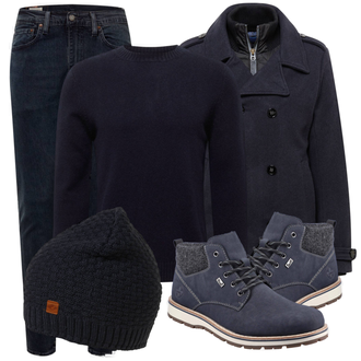 Outfit mit Schwarz Stiefel/Winterschuh/Winter Parka Rieker "Cooles Alltagsoutfit"