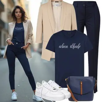 40e verjaardag Gast Outfit met Donkerblauw/zwart/blauw Mousseline Broek/Jersey Broek/Rechte Broek/Zakelijke Broek/Chino broek/Instapbroek/Slanke Broek/Sportbroek/Broek met split/Trainingsbroek/Comfortabele Broek/Kostuumbroek/Bengaline Broek MEXX "Perfecte Bouw Outfit"Look: School, Bar, Vormsel, 40e verjaardag, Concert, 18e verjaardag
