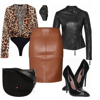 Outfit mit Schwarz Lederjacke Be Edgy "Vila rock"