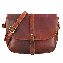 STILORD ''''Kira'''' Umhängetasche Frauen Leder Vintage kleine Handtasche zum Ausgehen Klassische Abendtasche Partytasche Freizeittasche Echtleder, Farbe:Siena - braun