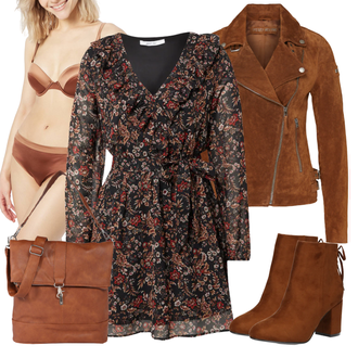 Midi Outfit mit Schwarz/Rosa/Rot/Braun/Orange Kleid Große Größe/Mantel/Tunika About You "Winterlicher Look"