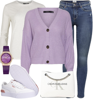 Outfit met wit/grijs Sneaker Puma "Outfit Voor De Winter"