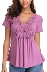 MISS MOLY Bluse Damen Elegant Kurzarm Lässige Oberteile T-Shirt Hell Violett Medium