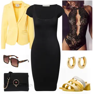 Outfit mit Gelb Sandalen Camper "Gold Businesslook"