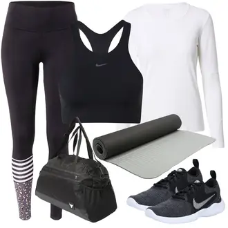 Yoga Outfits Sommer mit Schwarz/Dunkelblau Sport-bh/Cropped Tank Top/Kurzes Oberteil/Sport-Tanktop Nike "Yoga Outfit für Damen"