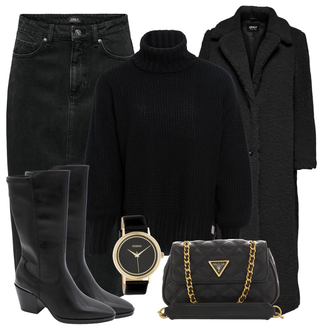 Outfit met zwart Opstaande kraag cardigan/Winter vest/Gebreide Poncho/Wollen vest/Cardigan met ronde hals/Kasjmier cardigan Knit Factory "Outfit voor de winter"