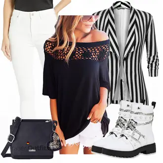 Sexy Outfit Elegant mit Blau/Grau Anzug Unibelle, Dunkelblau/Hellblau/Blau Schultertasche/Schulranzen/Schultertasche Tamaris "YOINS Sexy Oberteil"Look: Elegant, Classic, Smart Casual, Premium, Vintage, Glamourös, Retro, Boho, Schick, Unisex