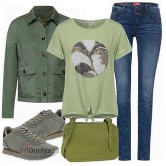 Outfit mit Grau Schuh Sneaker WODEN "Cooler Look für den Frühling"