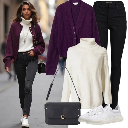 Comment poter Violet/Marron Cardigan Bouclé/Cardigan en Coton/Cardigan Col Rond/Cardigan Court/Cachemire-Cardigan/Gilet Doublé/Cardigan d'Hiver/Cardigan Vintage/Cardigan en Laine usha avec Violet/Marron Cardigan Bouclé/Cardigan en Coton/Cardigan Col Rond/Cardigan Court/Cachemire-Cardigan/Gilet Doublé/Cardigan d'Hiver/Cardigan Vintage/Cardigan en Laine usha
