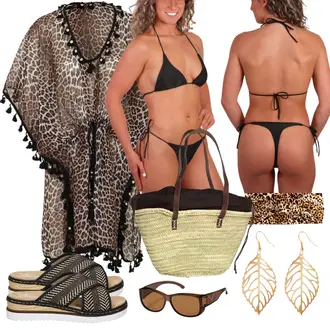 Motor Outfit met bruin/Donkerbruin Zonnebril/Bril polaroid overzetbril "Strandkleding"Look: Motor, Wandelen