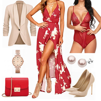 spitze Party Outfit mit Beige High Heel/Hochfrontpump/High Heel Pumps Ajvani "Vamp"Look: Party, Besondere Anlässe, Pop Konzert, Schule, Valentinstag, Theater, 30 Geburtstag, 18 Geburtstag