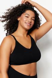 Curve Black Cupless Strappy Seamless Bralette Bra