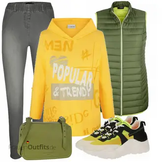 Outfit mit Grau Sneaker Steve Madden "Freizeit Outfit für Mollige"