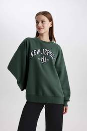 Oversize Fit Printed Long Sleeve Sweatshirt