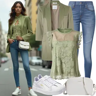 Streetwear Outfit mit Weiß Schmaler Sneaker/Sneaker Low/Plateau-Sneaker/Sommer Sneaker/Leder Sneaker/medicus schuh/Skateschuh Puma "Lentekleding"Look: Western, Esthetische, Streetwear, Unisex