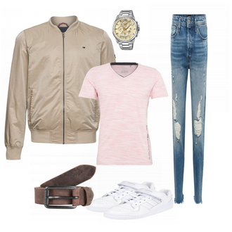 Outfit mit Weiß Sneaker Adidas Originals "Destroyed"