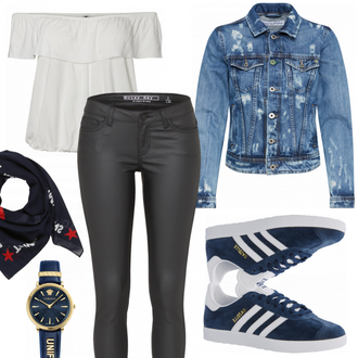Gazelle Outfit mit Grau Sneaker Adidas Originals "Cozy"