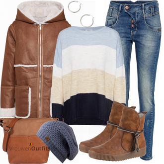 Outfit met blauw Gang "ONLY Trui"