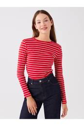 Crew Neck Striped Long Sleeve Women's T-Shirt