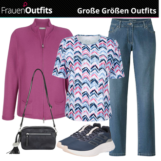 Outfit mit Dunkelblau/Blau/Hellblau Tennisschuh/Fitnessschuh/Laufschuh/Volleyballschuh/Joggingschuh/Handballschuh Adidas Performance "Praktische Große Größen Outfits"
