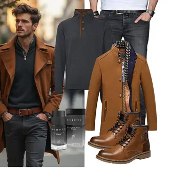 Laufen Winter Outfit mit Braun/Beige PRIJOUHE "Freizeit Outfit"Look: Arbeits, Apres ski, Jagd, Reiten, Segeln, Laufen