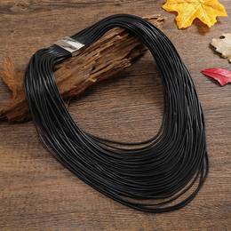Black Pu Leather Necklace - Vintage Punk Style Jewelry For Women, Retro Layered Design For Casual Attire Or Parties, Cute Necklace