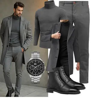 Classic Outfit mit Dunkelgrau/Hellgrau/Khaki/Grau b BLEND "Business Outfit"Look: Classic, Moderne, Empire, Smart Casual, Old Money, Coole, Schön, Casual