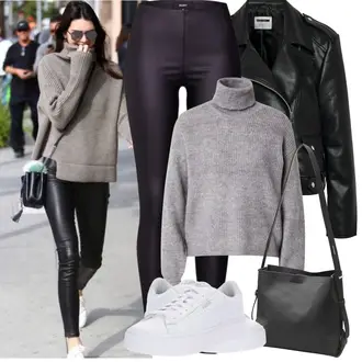 Tenues d'Automne Rock avec Noir Veste de Motard/Veste en Simili Cuir/Veste en Cuir/Vintage Veste en Cuir Noisy may "Tenues d'hiver"Look: Léger, Rock, 80s, Classique, Moderne, Rock 'n' Roll, Universitaire