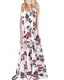 Kidsform Damen Sommerkleider Blumen Maxi Kleid Ärmellos Abendkleid Strandkleid Party Chiffon Lange Kleid Weiß EU 38/Etikettgröße M
