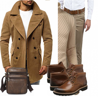 Outfit mit Braun Overall/Wintermantel/Winter Parka OZONEE "OZONEE"