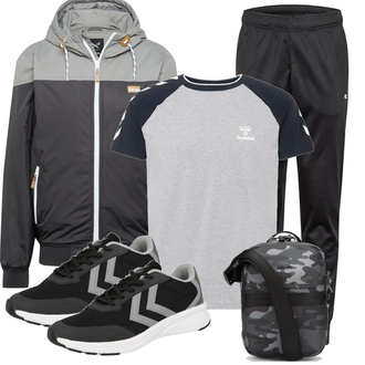 Outfit mit Schwarz/Grau Sneaker Hummel "Alltags Outfit"