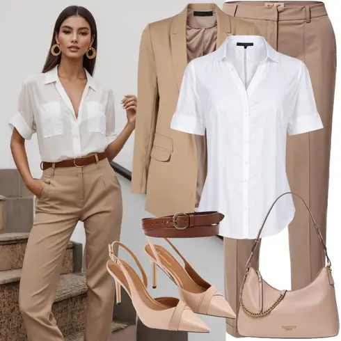 Kombinace Khaki/Hnědá/Tmavě hnědá/Oranžová Široká Kalhoty/Marlene Kalhoty/Paperbag Kalhoty/Mušelínové kalhoty/Kalhoty s Vysokým Pasem/Kalhoty se Štěrbinou/Twillová Kalhoty/Obleková Kalhoty bella x about you