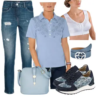 Outfit mit Weiß Poloshirt "Leichtes Outfit"