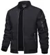 TACVASEN Herren Bomberjacke Fliegerjacke Übergangsjacke Leicht Pilotenjacke Bomber Jacke Windjacke Herbstjacke für Männer (M, Schwarz)