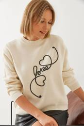 Women's Love Heart Embroidered Knitwear Sweater 14318