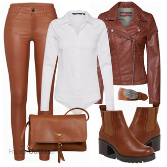 Outfit mit Rot Lederjacke Freaky Nation "JACQUELINE DE YONG"