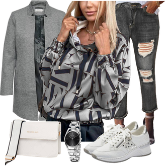 S Metalik Outfit sa Tamnosiva/Siva/Crna/Smeđa/Srebro Džepni sat/Ručni sat Calvin Klein "Jesenski outfiti"