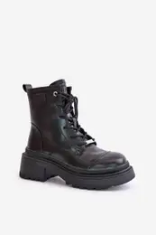 Women's Workers Ankle Boots Insulated From Natural Leather Black