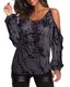 YOINS Damen Oberteile Elegant Bluse Damen Sexy Schulterfrei Herbst Langarmshirt Casual T-Shirt Blume04 S