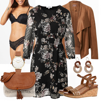 Party Outfits mit Schwarz Kleid Große Größe/Bluse & Tunika/Kleid About You "Büro Outfit"