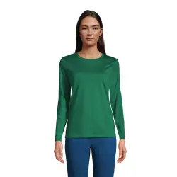 Supima-Shirt, Langarm, Damen, Gre:S regular, Grn, Baumwolle, by Lands'''' End